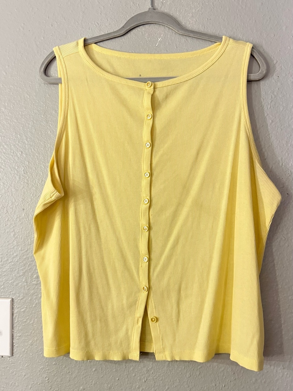 a new day Yellow Button-Front Ribbed Tank